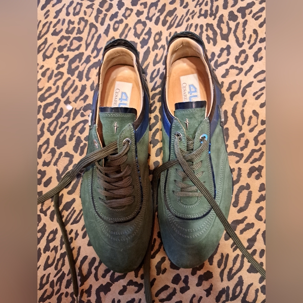Cesare Paciotti Athletic Shoes Green and Blue